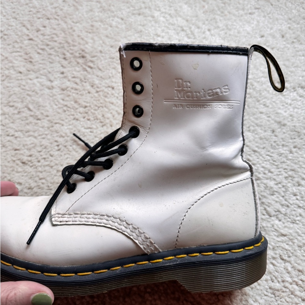 Worn White vintage doc marten boots.
